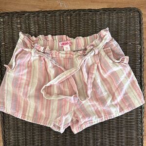 1st Kiss Girl's Pink Striped Shorts Elastic Waist Pockets Size L